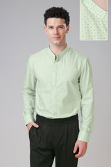 Men Tailored Fit Mandarin Collar Checks Casual Shirt