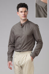 Men Tailored Fit Mandarin Collar Polka Casual Shirt