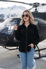 Exclusive Black Pleated Shirt For Women