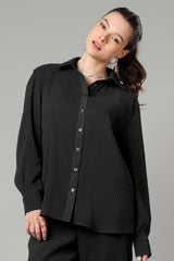 Exclusive Black Pleated Shirt For Women