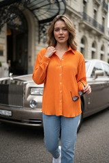 Exclusive Apricot Pleated Shirt For Women