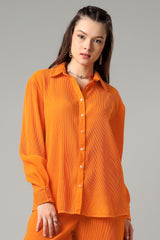 Exclusive Apricot Pleated Shirt For Women