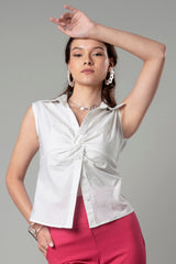 Smart Twisted Front Sleeveless Top For Women