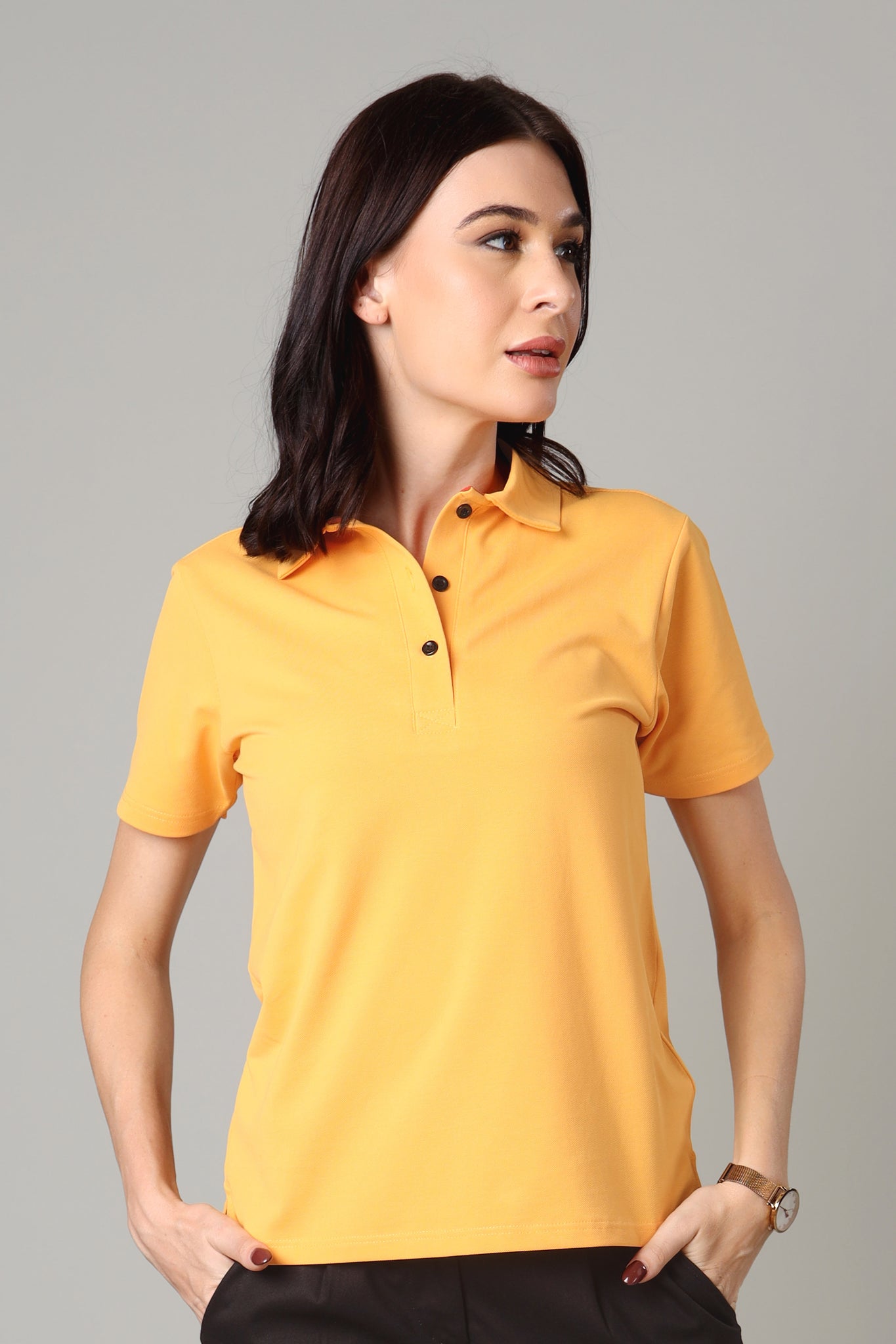 Exclusive Golden Yellow Polo T-Shirt For Women