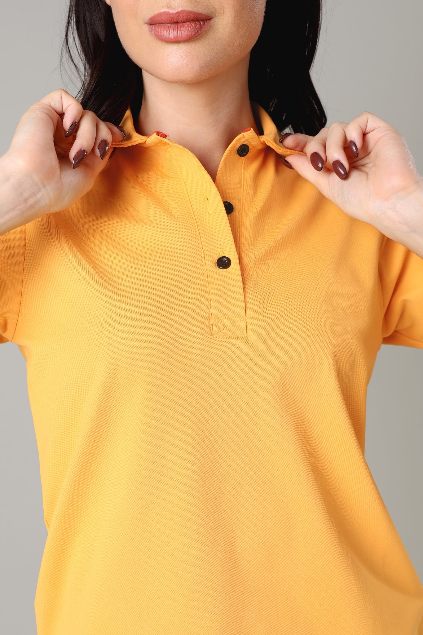 Exclusive Golden Yellow Polo T-Shirt For Women