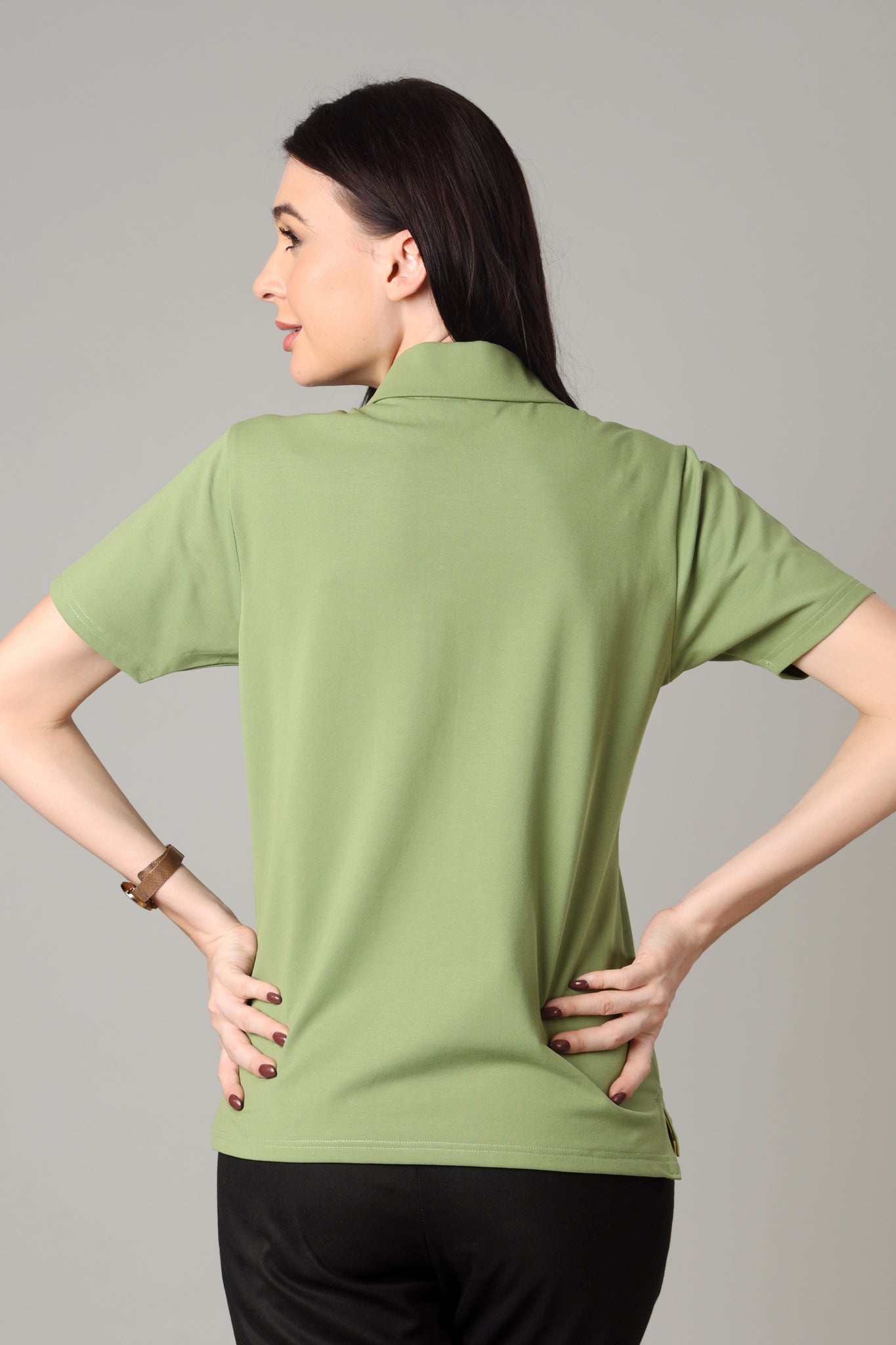 Exclusive Fern Green Polo T-Shirt For Women