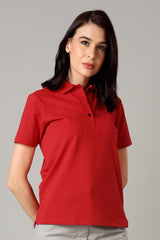 Exclusive Scarlet Red Polo T-Shirt For Women