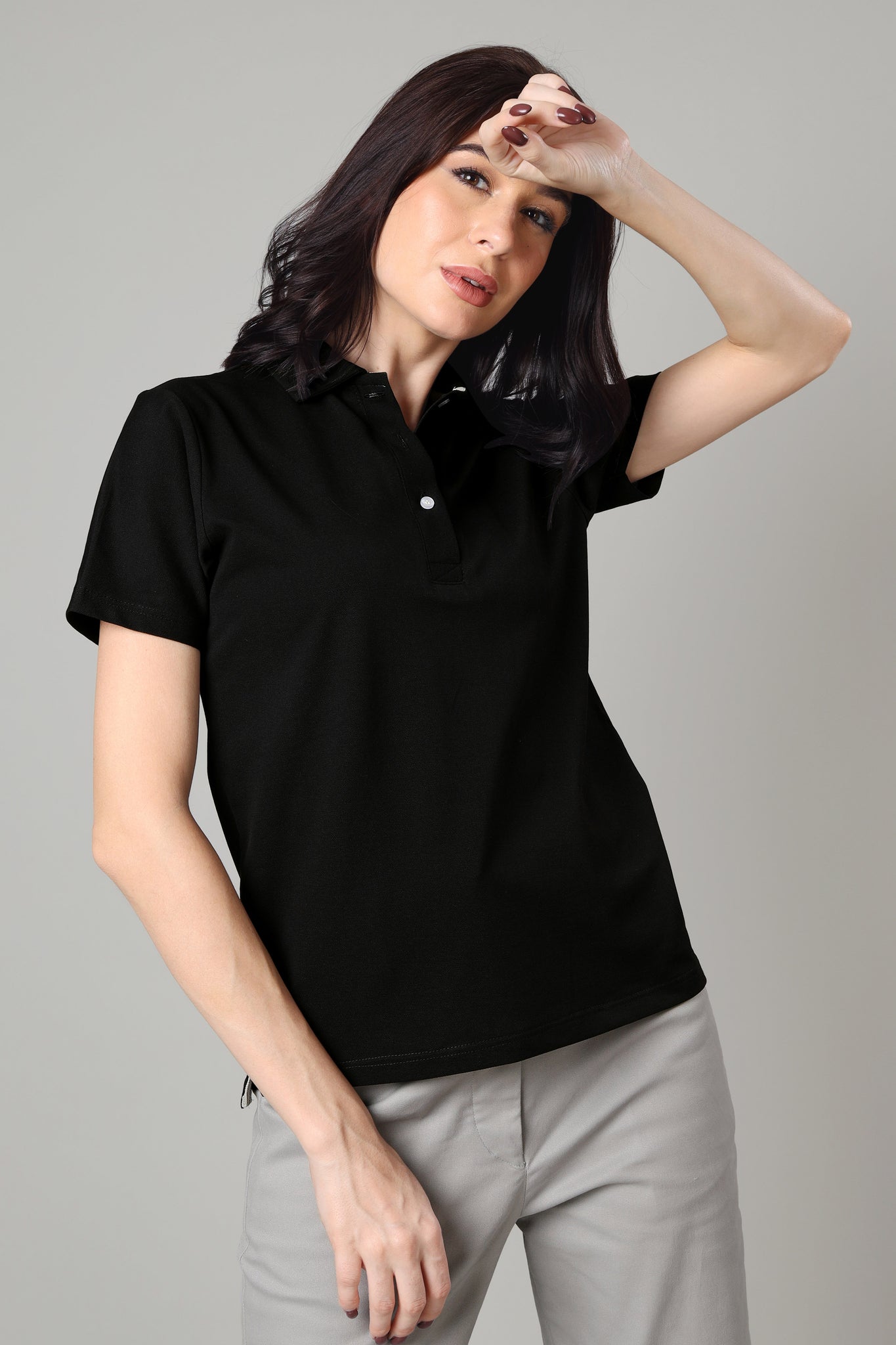 Exclusive Black Polo T-Shirt For Women