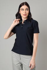 Exclusive Navy Blue Polo T-Shirt For Women