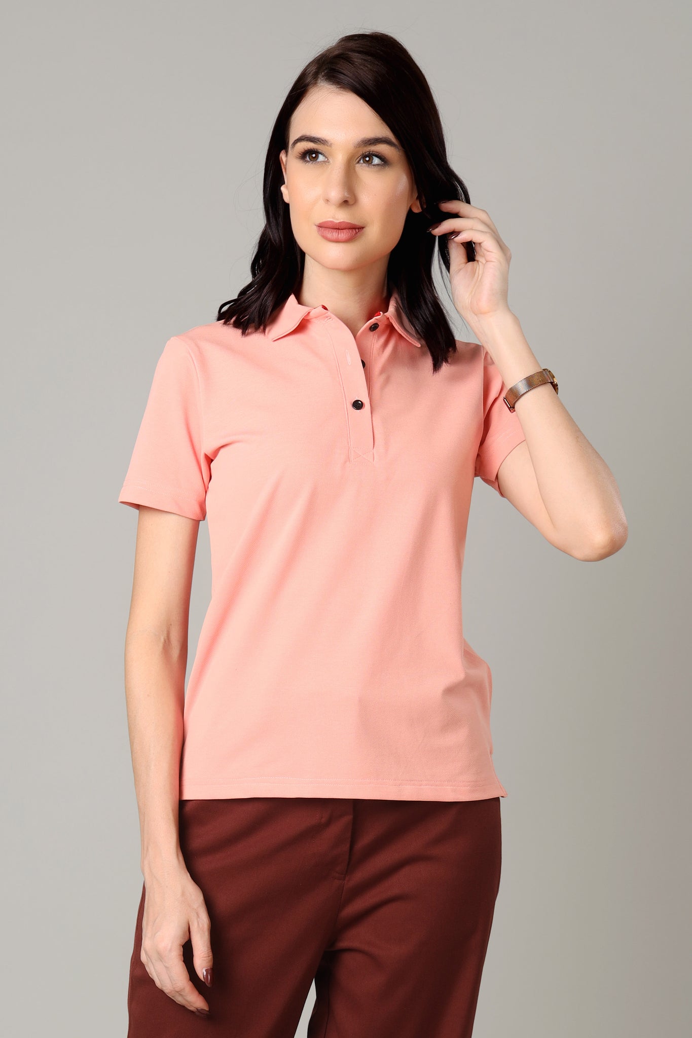 Exclusive Rose Pink Polo T-Shirt For Women