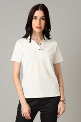 Exclusive White Polo T-Shirt For Women