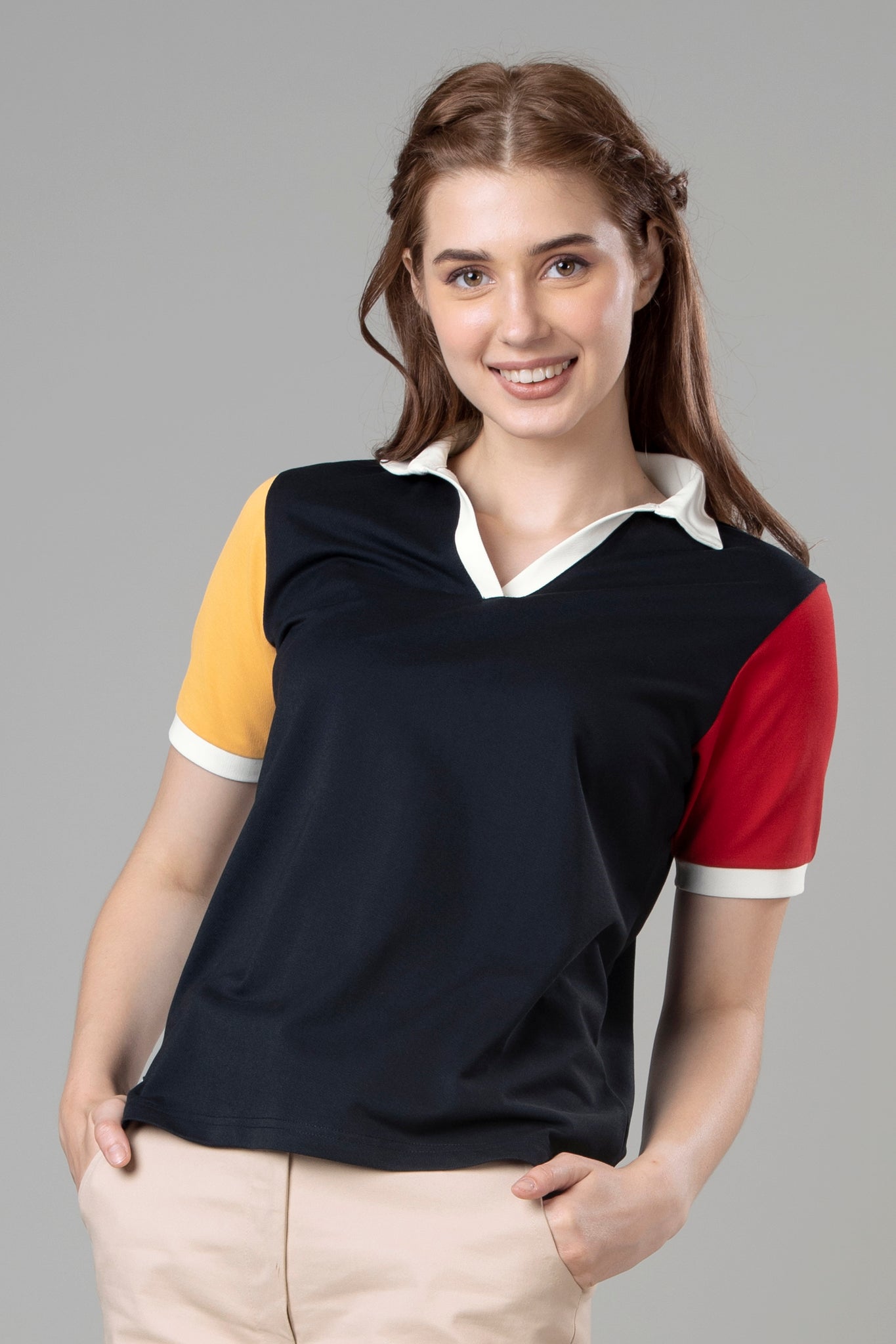 Exclusive Navy Blue Polo T-Shirt For Women