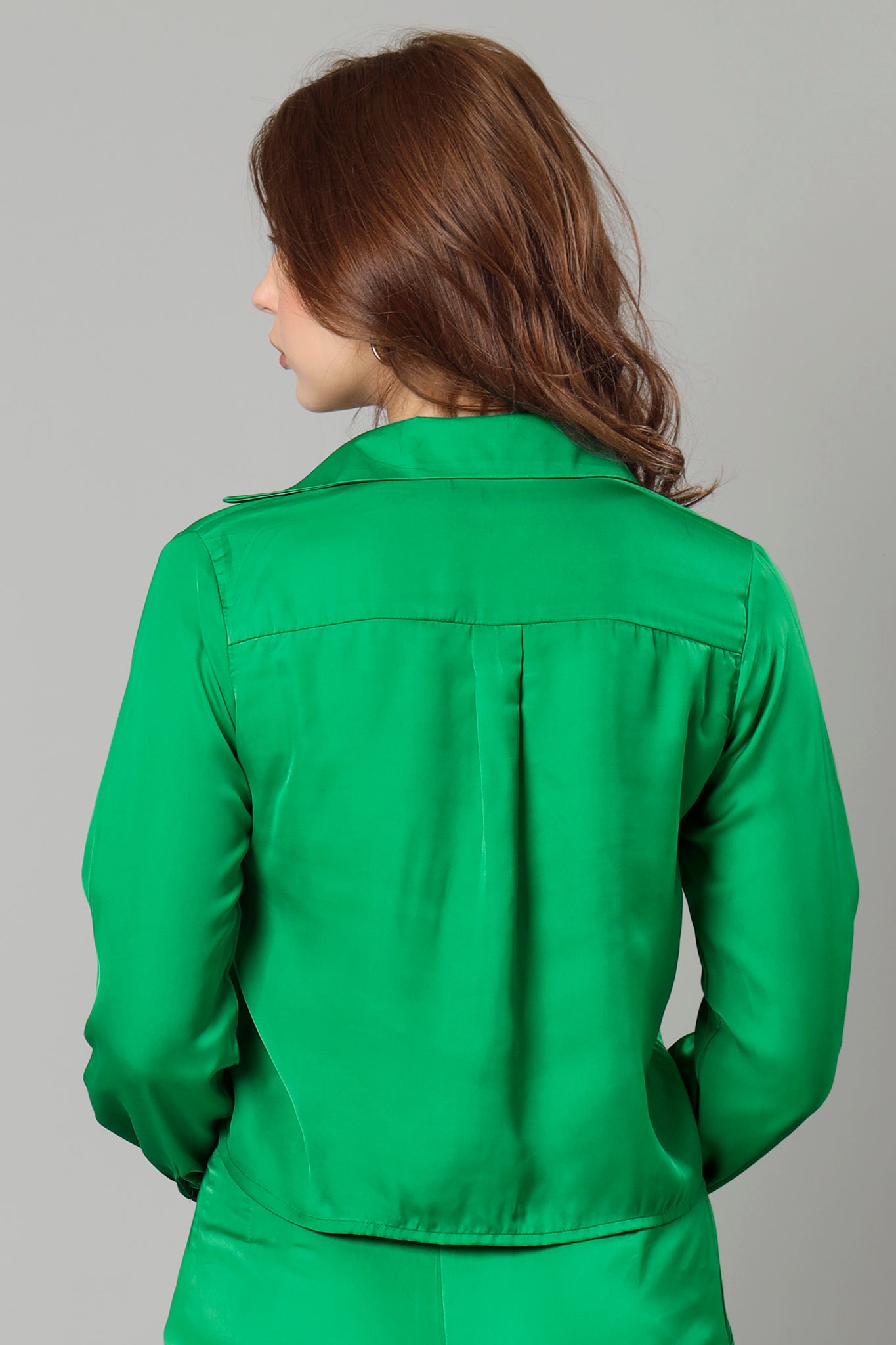 Bold Green Cropped Shirt For Women