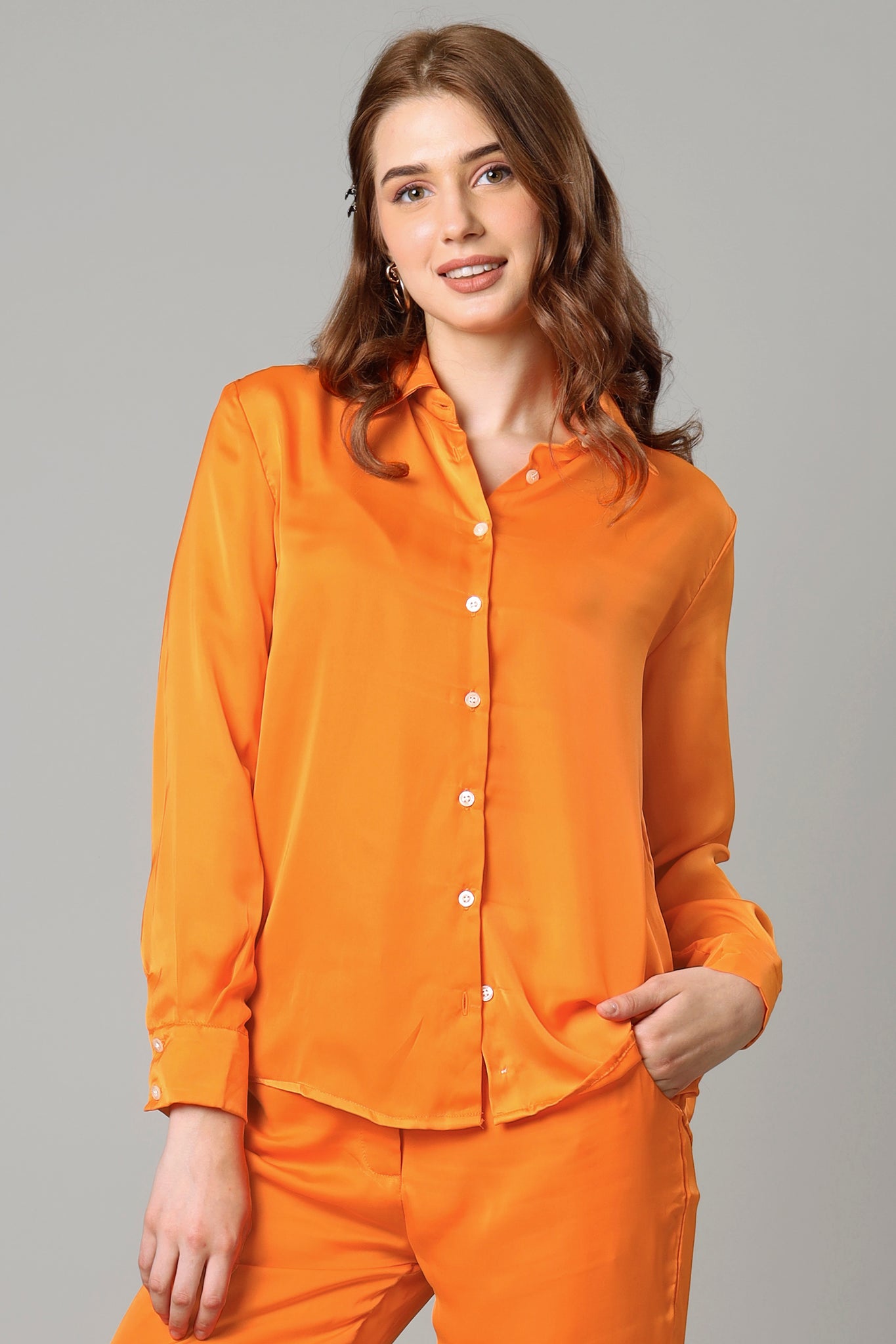 Sunset Orange Shirt For Women