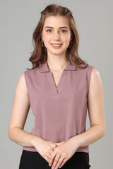 Exclusive Onion Purple Polo Sleeveless T-Shirt For Women
