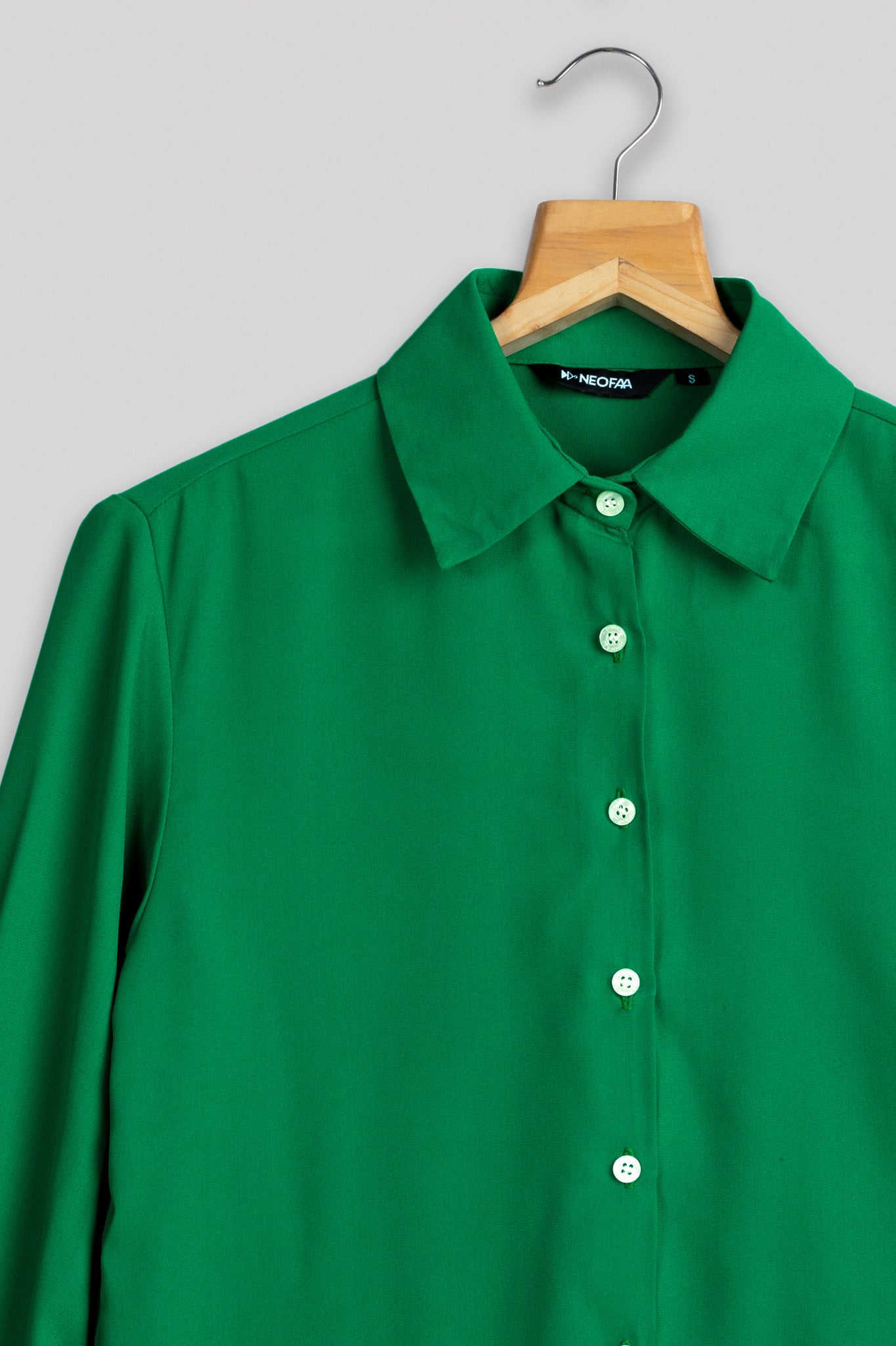 Bold Green Plain Shirt for Women