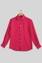Hot Pink Plain Shirt for Women
