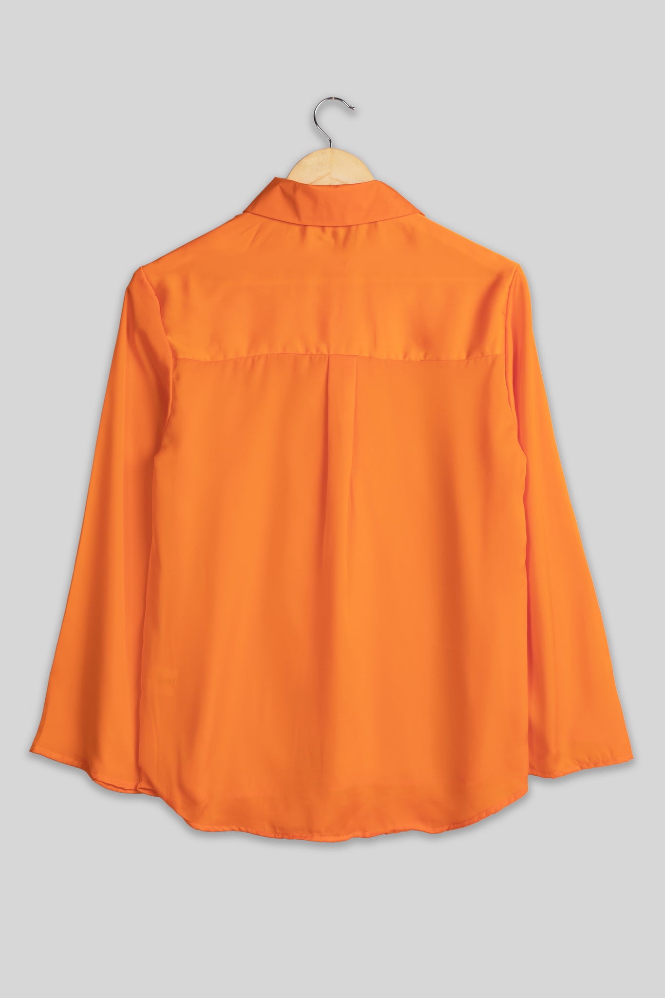 Sunset Orange Bell Sleeve Shirt For Women
