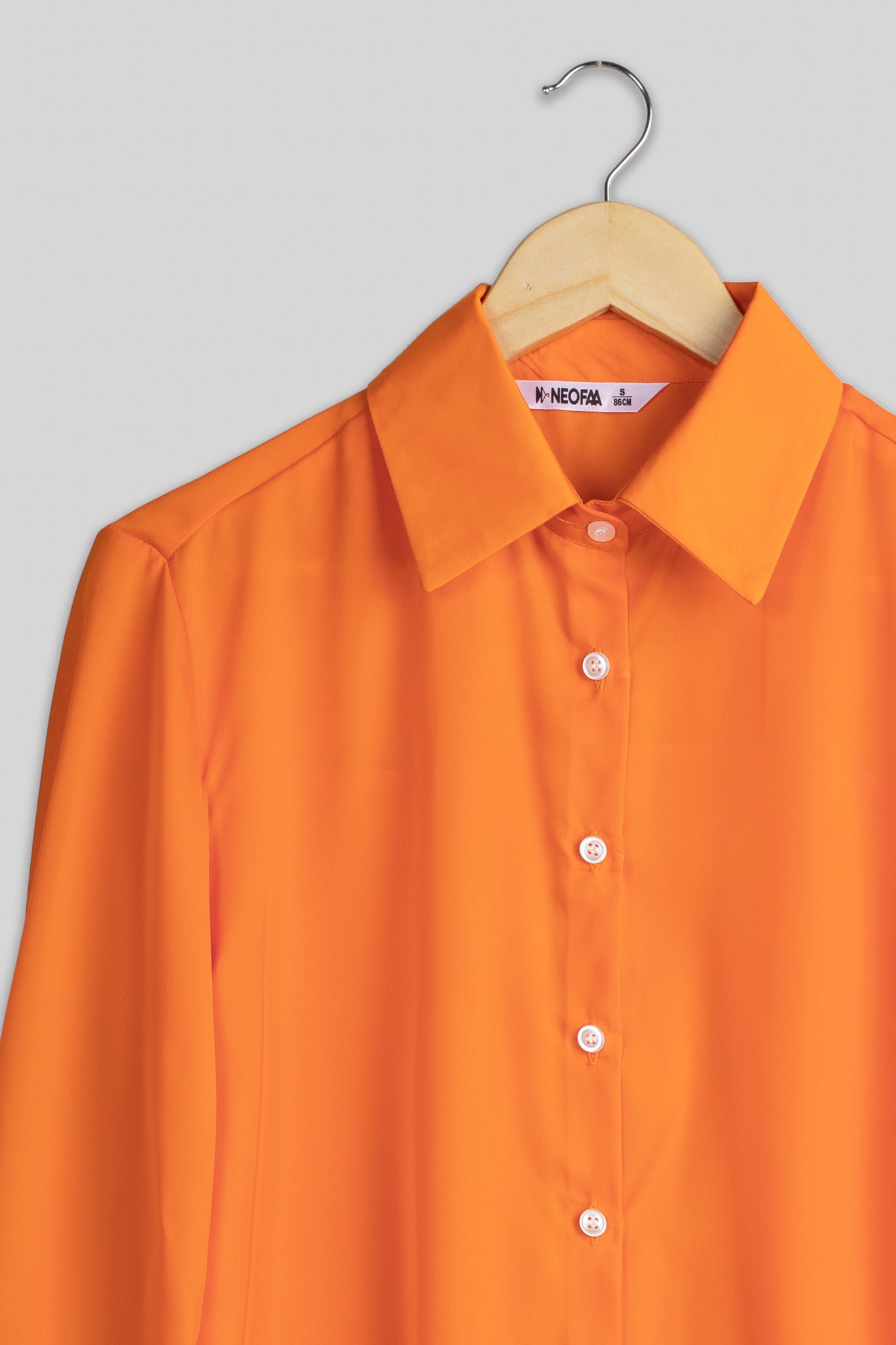 Sunset Orange Bell Sleeve Shirt For Women