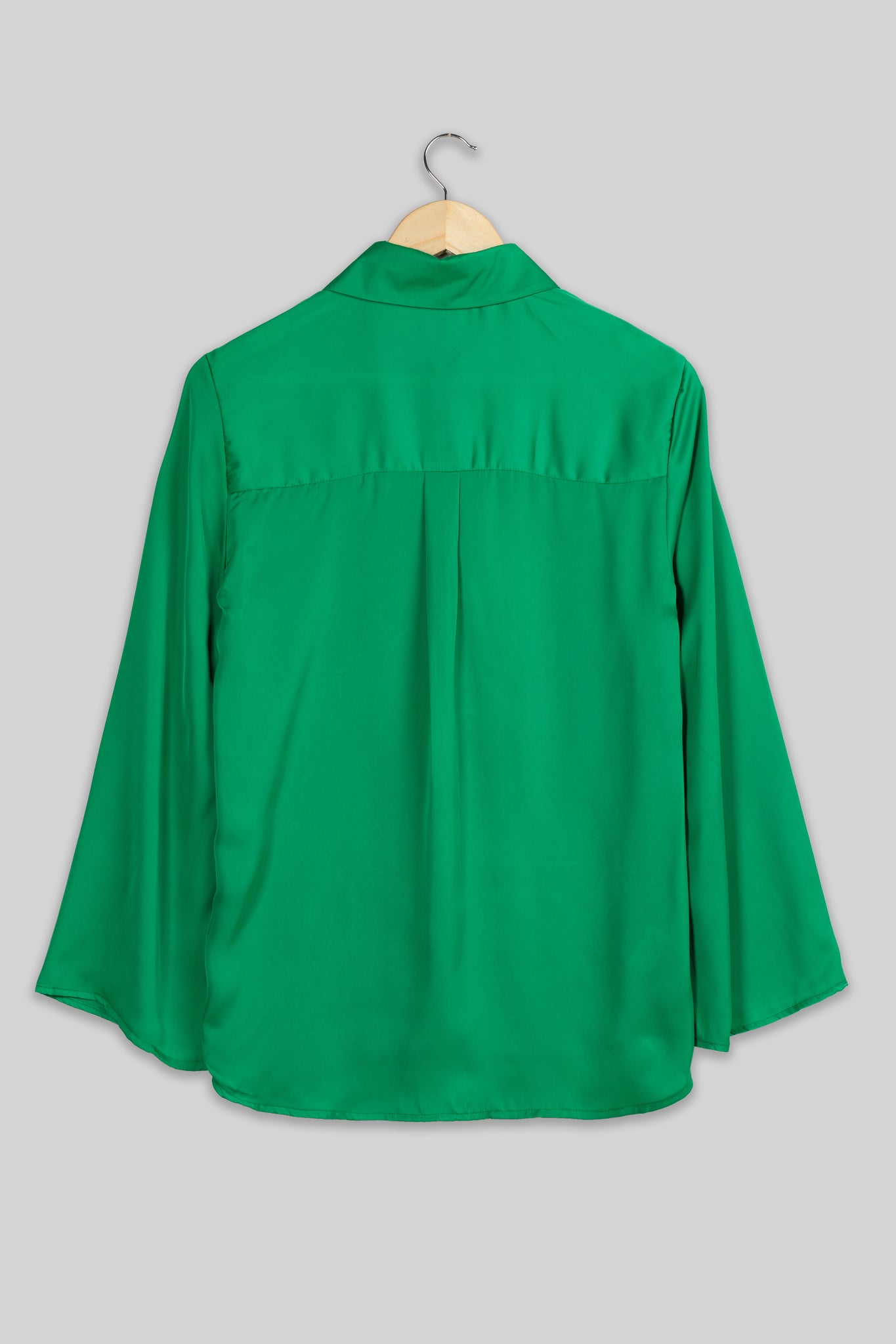 Bold Green Bell Sleeve Shirt For Women