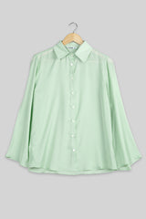 Tea Green Bell Sleeve Shirt For Women