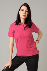 Exclusive Hot Pink Polo T-Shirt For Women