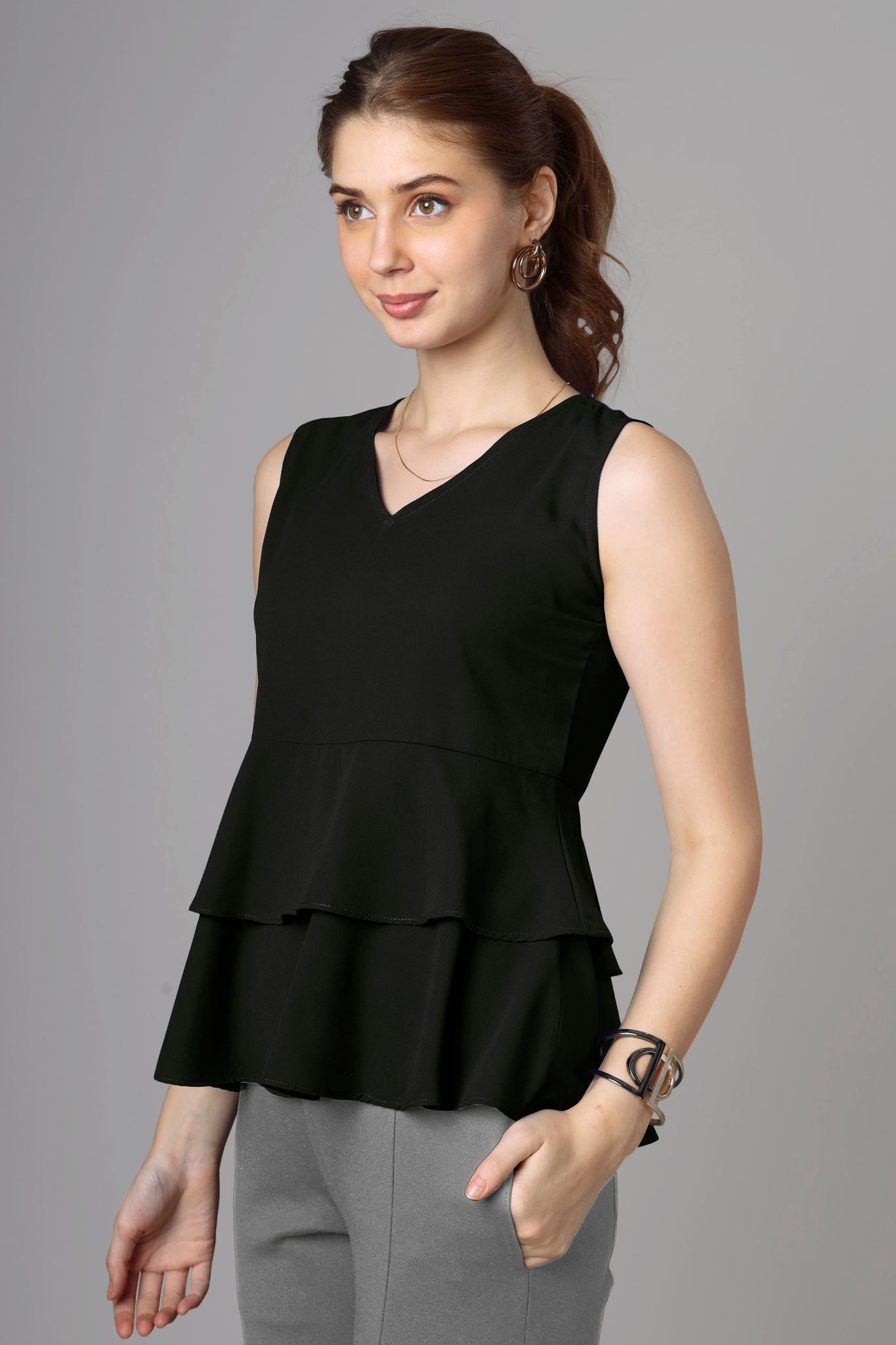Black Casual Top For Women