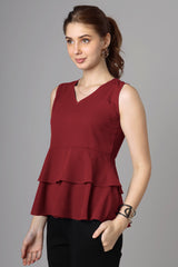 Marron Casual Top For Women