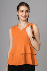 Orange Casual Top For Women