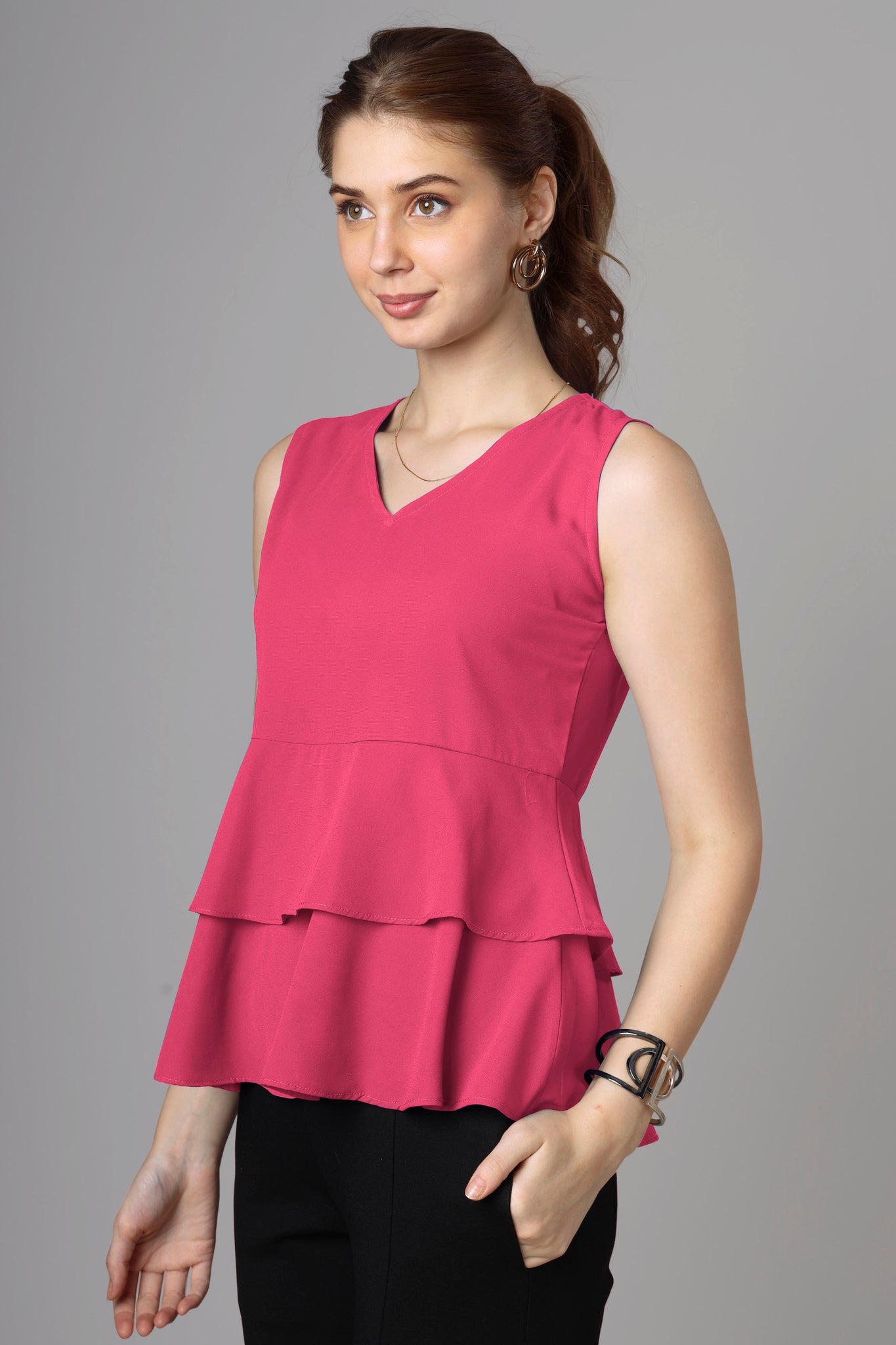 Hot Pink Casual Top For Women