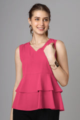 Hot Pink Casual Top For Women