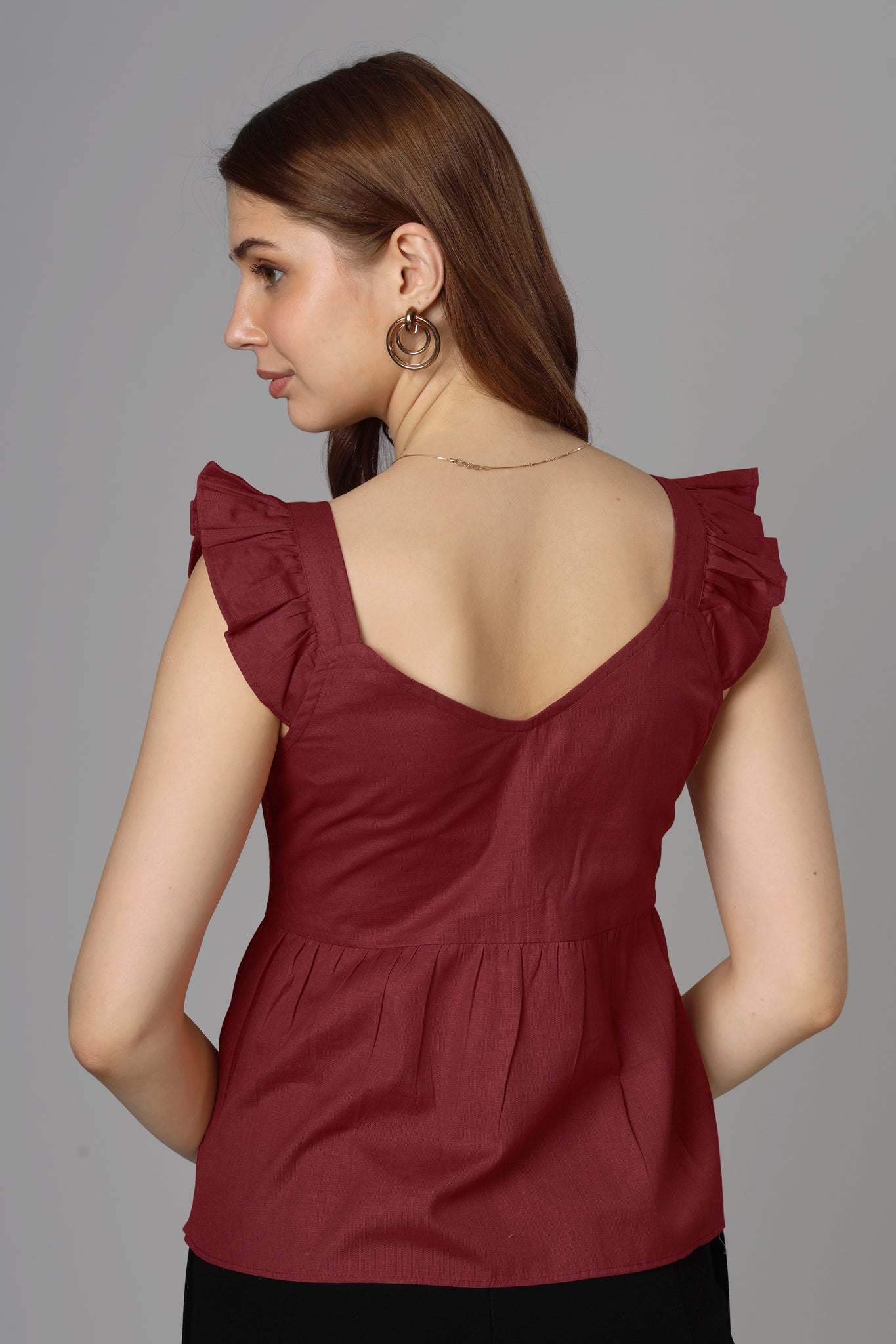 Classic Maroon Cotton Top For Women