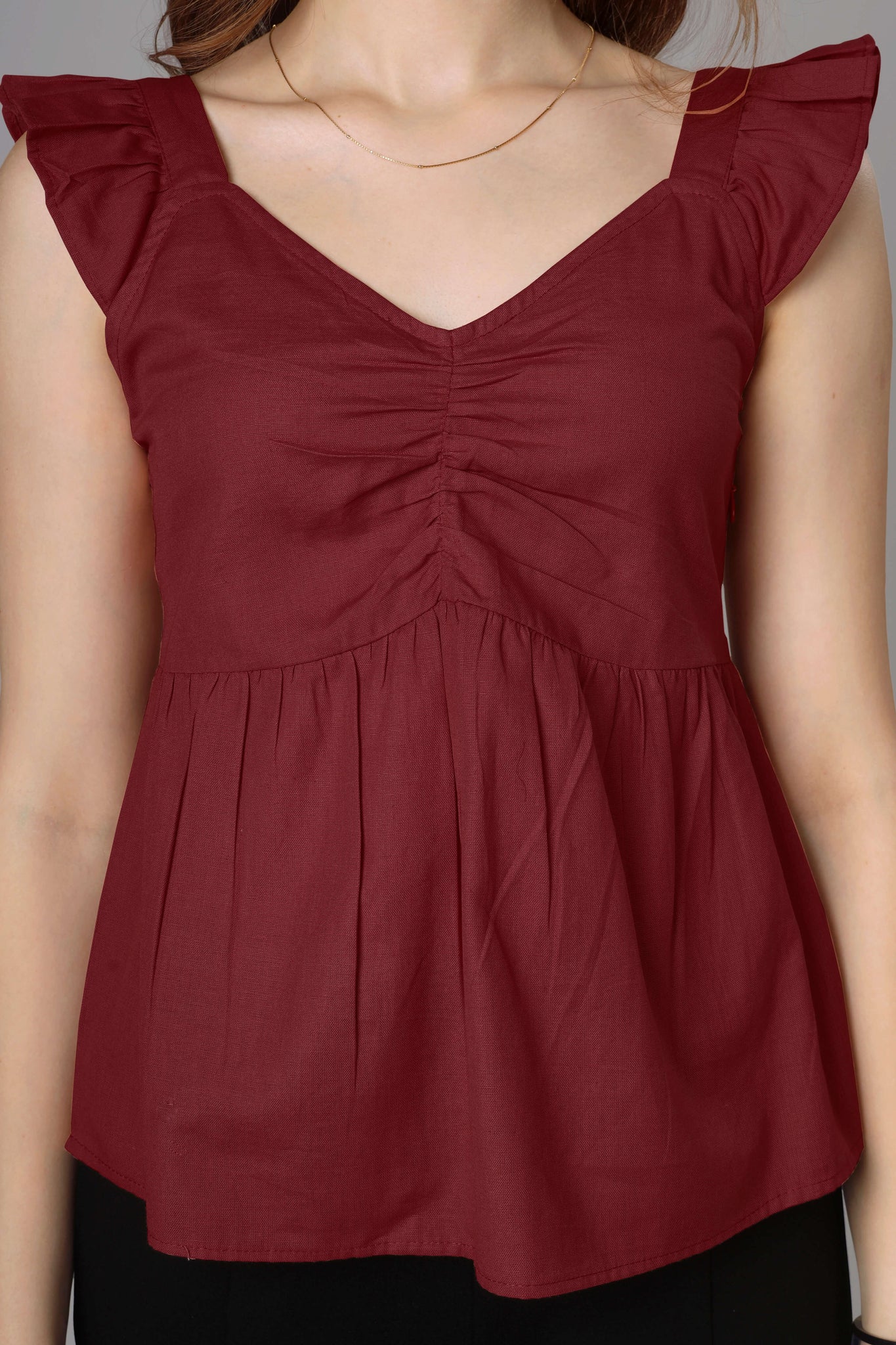 Classic Maroon Cotton Top For Women