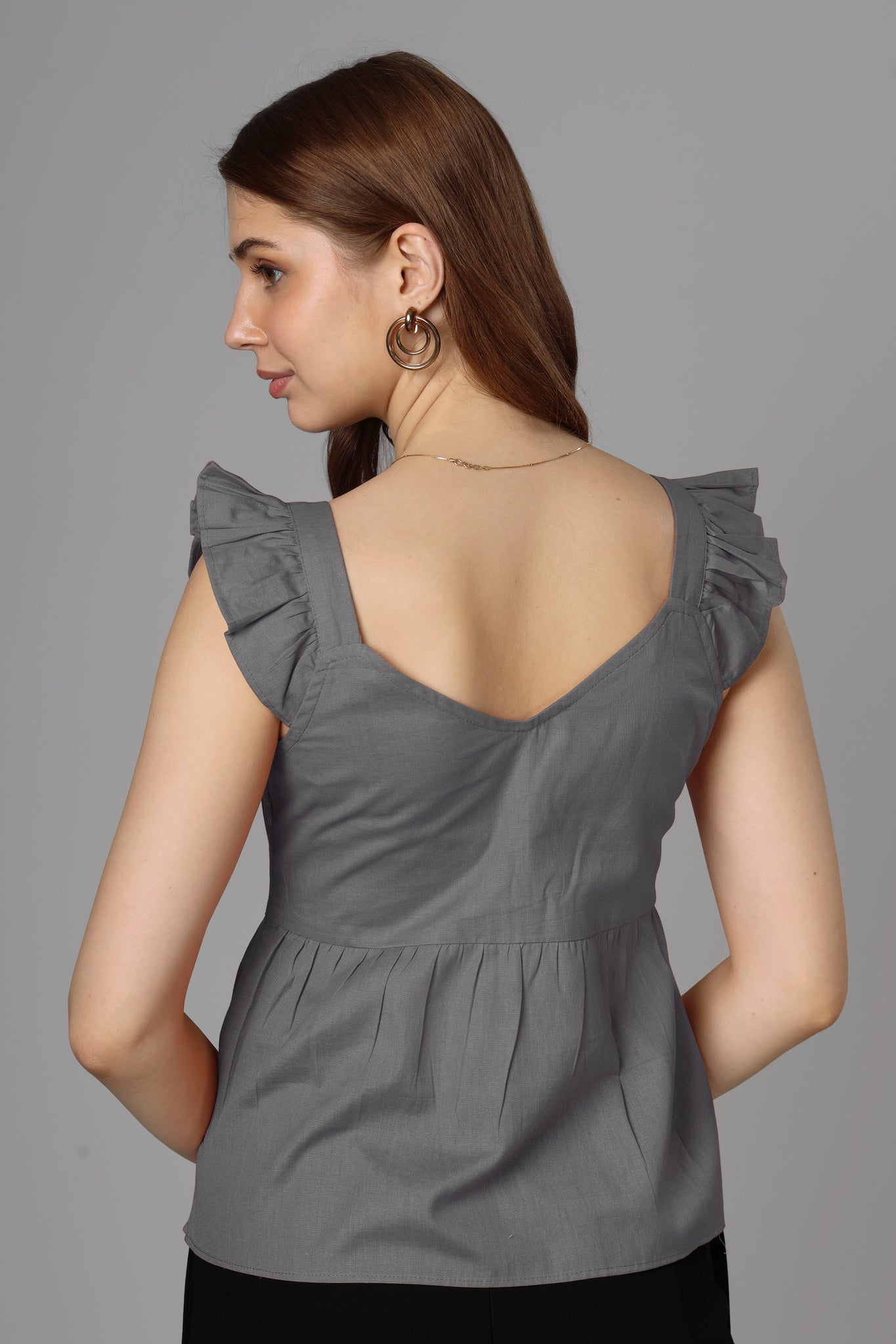 Classic Grey Cotton Top For Women