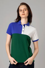 Women's Colorblock Collar Polo T-Shirt