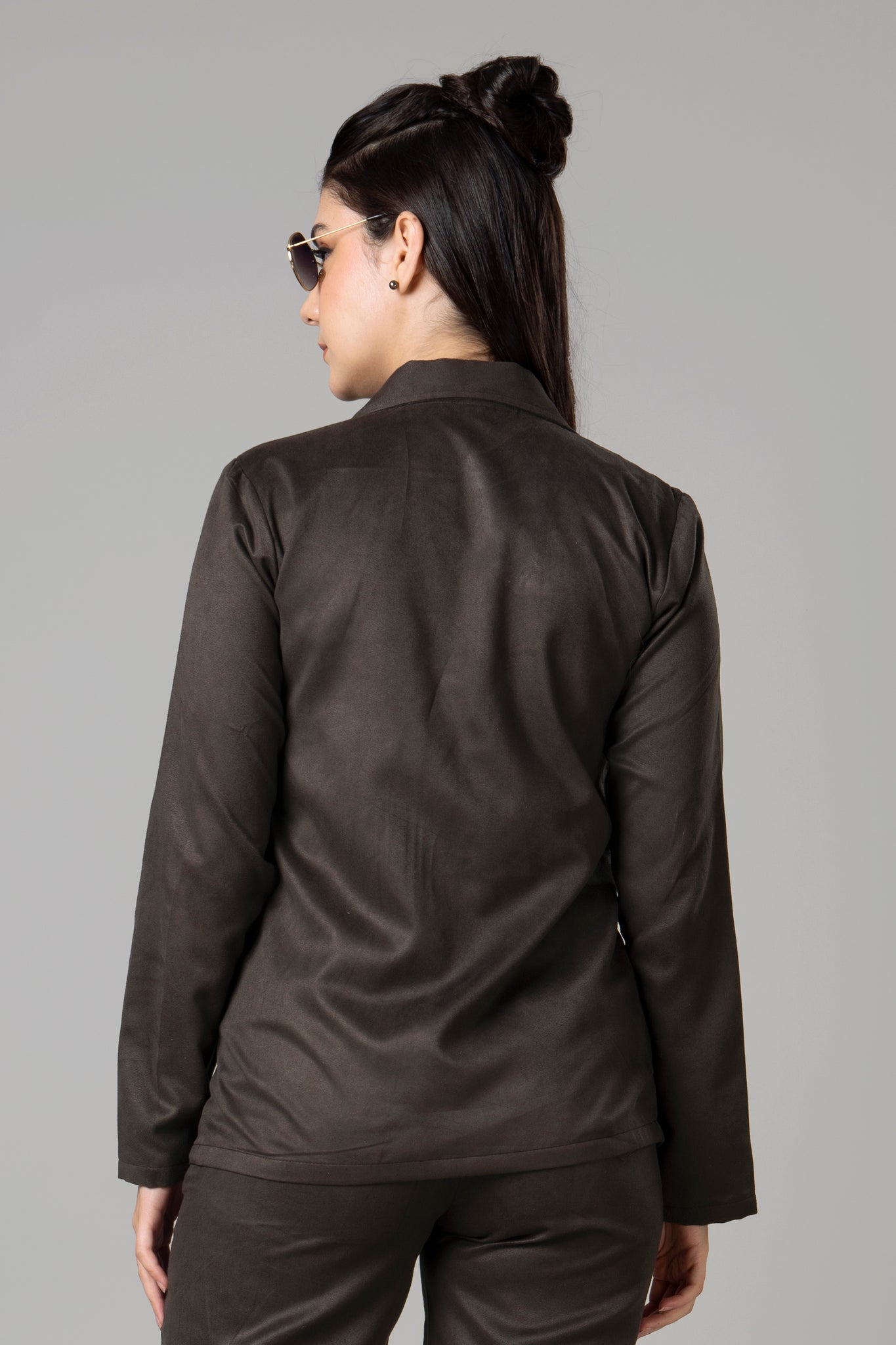 Womens Luxe Brown Suede Shirt