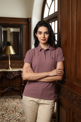 Women's Onion Purple Hidden Placket Polo T-Shirt