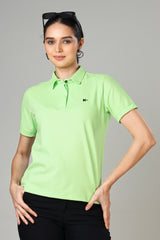Women's Seafoam Green Hidden Placket Polo T-Shirt