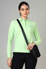 Women's Seafoam Green Long Sleeve Polo T-Shirt