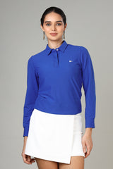Women's Royal Blue Long Sleeve Polo T-Shirt