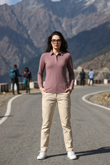 Women's Onion Purple Long Sleeve Polo T-Shirt