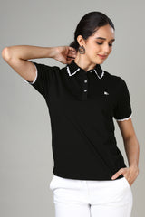Signature Women's Black Polo T-Shirt