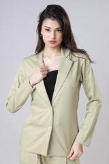 Formal Cream Notched Collar Jacket For Women