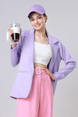 Solid Purple Formal Luxe Jacket For Women