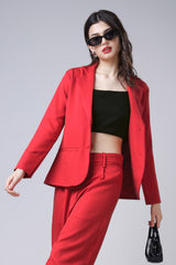 Hot Red Formal Luxe Jacket For Women