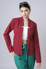 Maroon Casual Jacket For Women