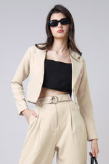 Casual Cropped Luxe Jacket For Women