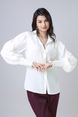Women White Solid Regular Formal Shirt