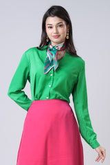 Solid Green Casual Shirt For Women