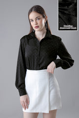 Black Svarovski Stone Work Shirt For Women